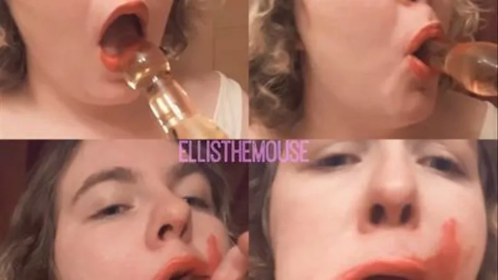 Sneaky Messy Lipstick Glass Dildo BlowJob (Cellphone Quality)