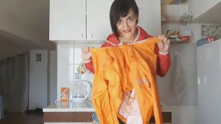 orange nylon jacket destruction