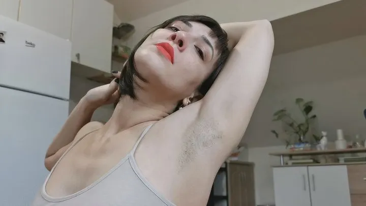 hairy armpits yawning