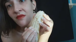 banana scratching and fingers licking