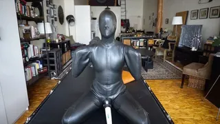 The Leather F-Suit - Elise Graves - Elise Tests out Her Bespoke Christopher Fetish Fuck Suit - Orgasm Belt - Encasement