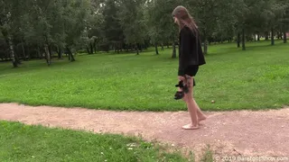 Young 18-year-old gothic girl Maria barefoot in a public park (Full with 38% discount)