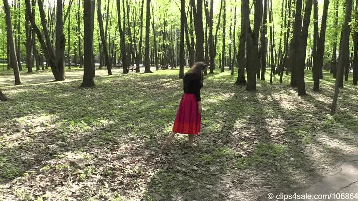 Cheerful brunette in a red skirt (Full)