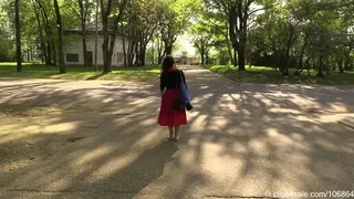 Cheerful brunette in a red skirt (Part 5 of 6)