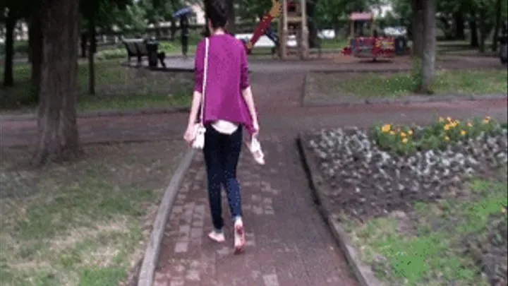 Cute Asian girl in the park after rain (Part 3)