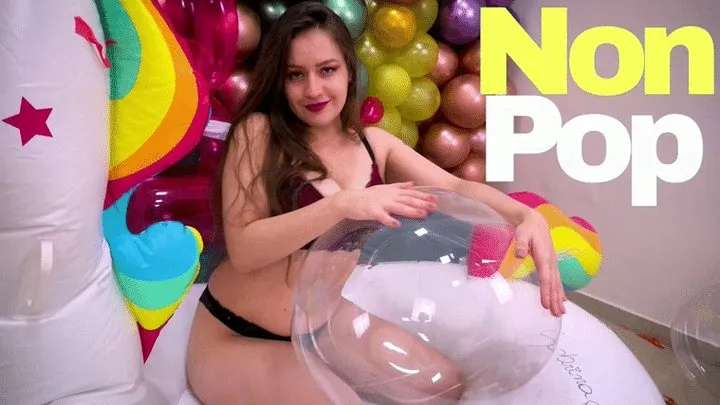 Alice Looner Playful Time on Her Inflatable Unicorn with Soft 24'' Bobo Balloons - A Non-Pop Fantasy!