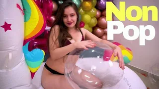 Alice Looner Playful Time on Her Inflatable Unicorn with Soft 24'' Bobo Balloons - A Non-Pop Fantasy!