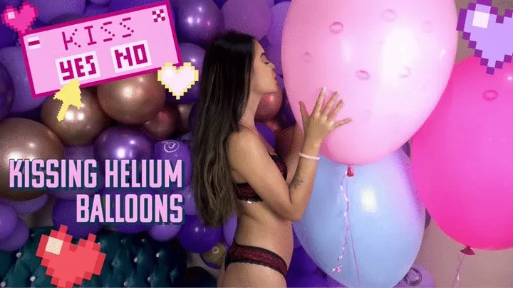 Gaby Kissing Big Helium Balloons