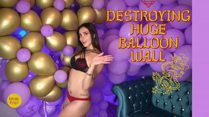 Destroying Huge Balloon Wall By Hannah