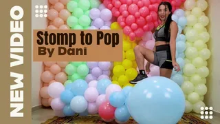 Dani Stomping one balloon column to pop after come from a gym