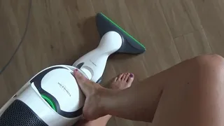 Barefoot vacuuming