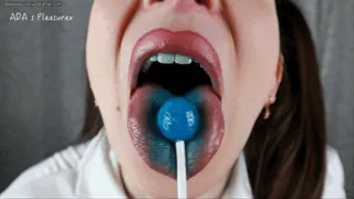 Blue tongue lollipop licking
