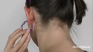 Wearing earrings on my earlobe with back view