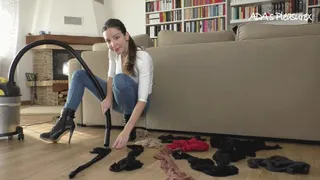 Vacuuming hosiery from the floor