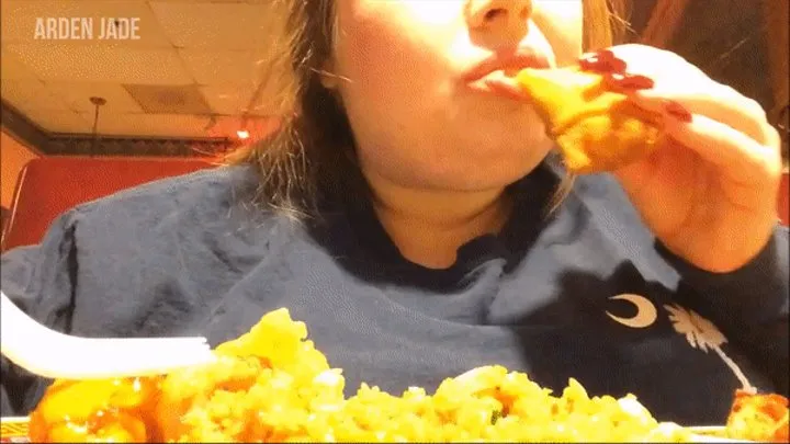 BBW Stuffing Her Fat Face in Public at Chinese Buffet
