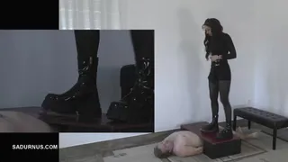 Mistress Cleo's long stomping for the slave's ruined orgasm Picture in Picture