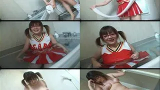 Tired Cheerleader Takes a Bath!
