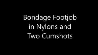 Bondage Footjob in Nylons and Two Cumshots