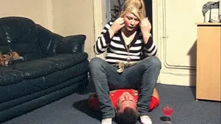 Miss C Gets On Top Of Her Slave & Spits Into His Mouth