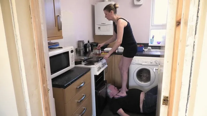 Trampling Him In Flip Flops Whilst Cooking A Meal