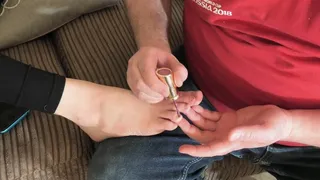 Painting Chelsea's Toe Nails