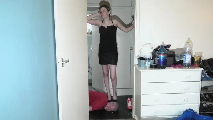 Standing On His Head In 2 Different Pairs Of Heels