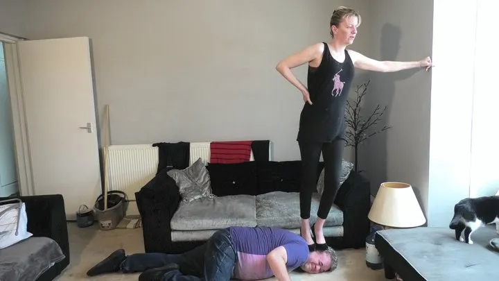 Standing On His Head In Leggings & High Heels