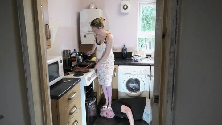 Stepping On Her Slave Whilst Making Mexican Food