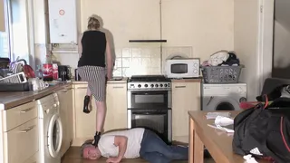 Stepping On His Head In The Kitchen