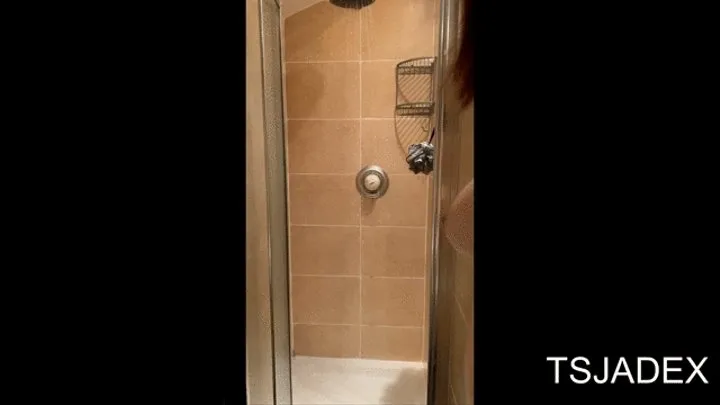 Trans cums in the shower