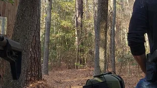 Big dick pissing in the woods