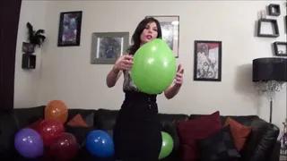 Sexy Sharron sits on her balloons