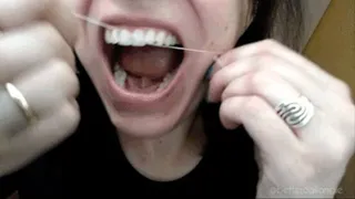 Dental Floss Teeth Cleaning, I Carefully Floss my Interdental Area in my Mouth, some Sore Gums, Fingers and Mouth