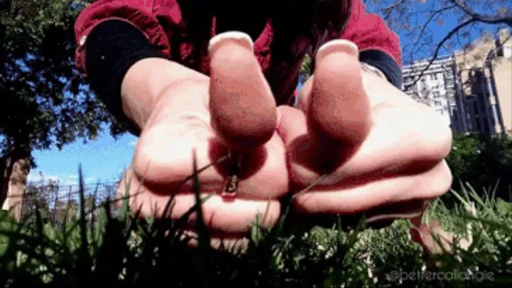 Tiny Men Slaughter! Searching and Crushing Them With my Super Flexible Thumbs in the Grass, Giantess Angies Cruel Hobby