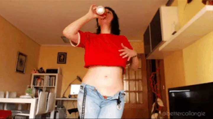 Crop top t-shirt strong burping, showing off my belly and navel in my unzipped jeans and talking about my favourite fetish vids, new hair cut!