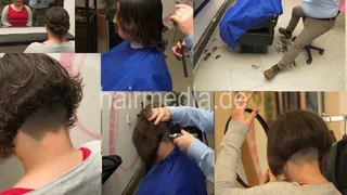 8135 2 Tina shampoo and haircut Part 2 haircut by truckdriver barber