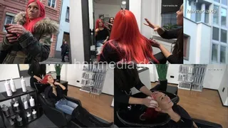 7095 redhaid coloring and perm Part 1 shampooing