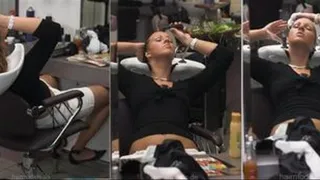 147 barberette washing her own hair video