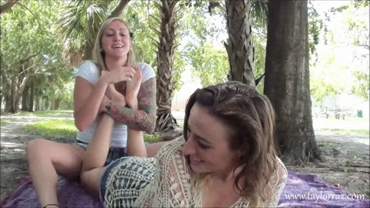 Sexy outdoor foot tickling!