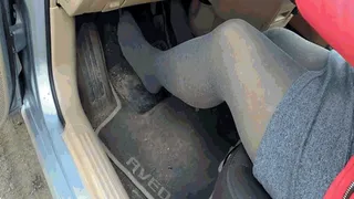 order Pumping car pedals in tights without shoes