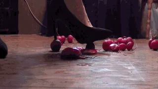 My stiletto heels crush this radish with an exciting crackle