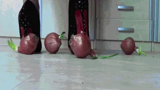 Trample spilled vegetables