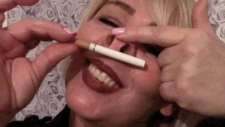 Pig nose and fun with a cigarette and a penis.