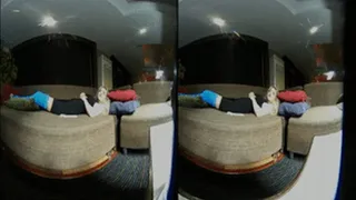 3D - VR - Girl with Long Cast Leg on a couch (LCL)