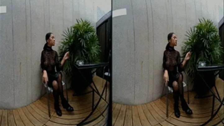 3D - VR - smokes topless and in leather skirt