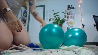 Popping lots of balloons with my cute ass
