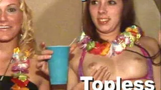 Five Grass Skirt Girls Topless Limo Chicks