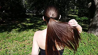 Showing Off My Gorgeous Ponytail Outside - COMPILATION