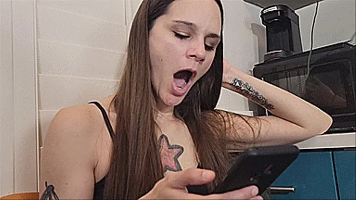 Petite College Girl Yawning