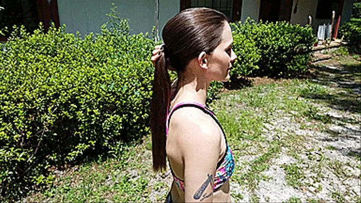 Showing Off My Gorgeous Ponytail Outside - SCENE 3 (4K - UHD MP4)